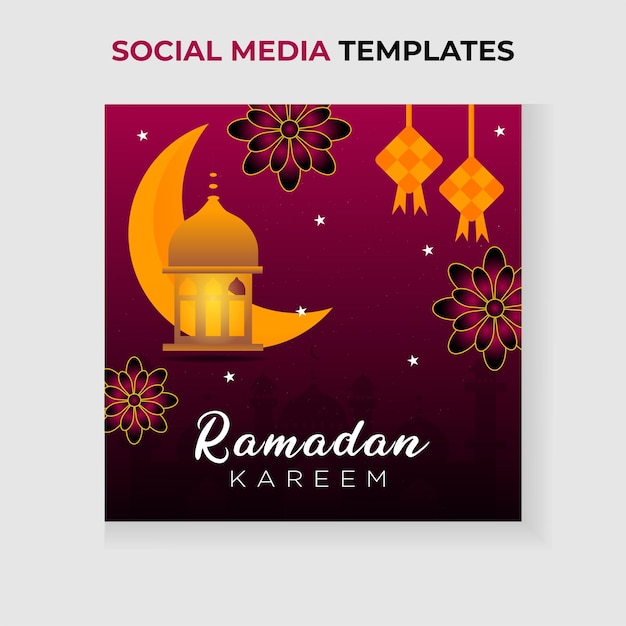 Modelo de postagem de mídia social Ramadan kareem com lanterna