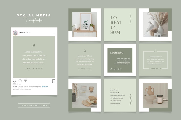 Vetor modelo de postagem de mídia social simples e minimalista estilo de design elegante e claro