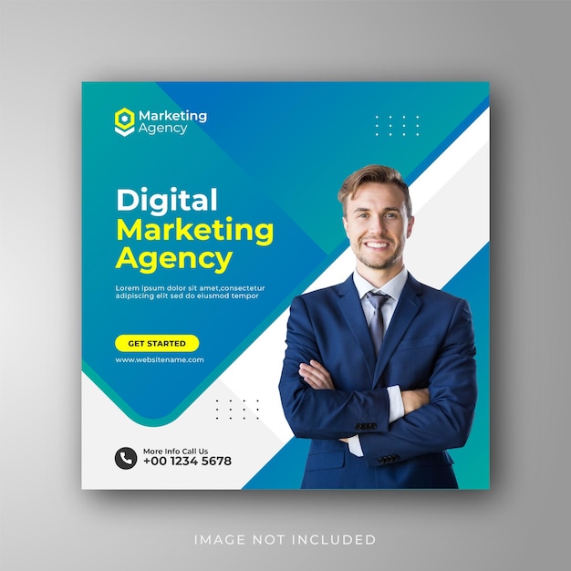 Modelo de postagem de mídias sociais de marketing de negócios digitais