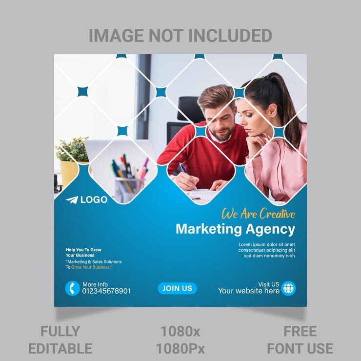 Modelo de postagem de mídias sociais de marketing de negócios digitais