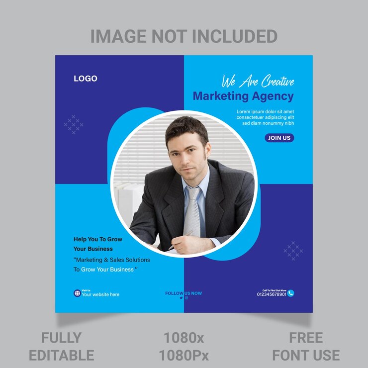 Modelo de postagem de mídias sociais de marketing de negócios digitais