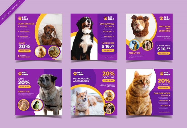 Modelo de postagem de mídias sociais de pet shop