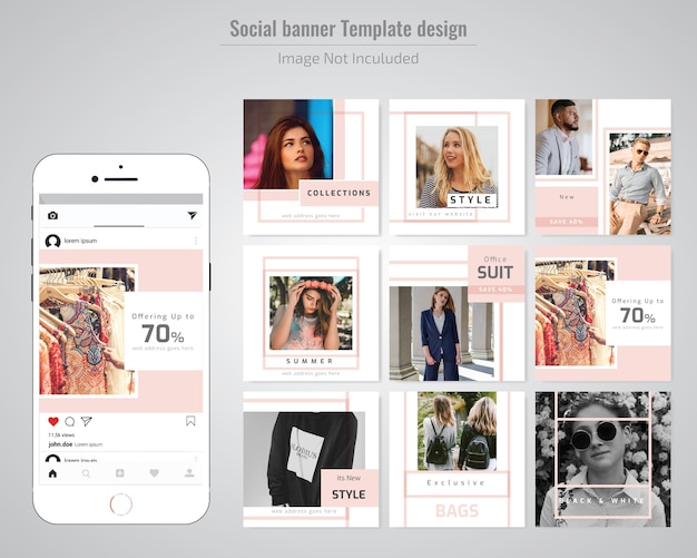 Modelo de postagem de moda social media