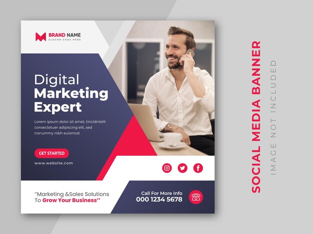 Modelo de postagem de promoção de instagram corporativo de marketing digital