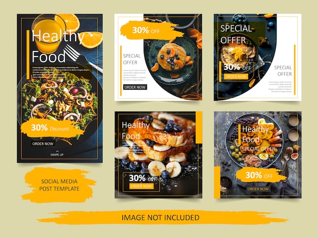 modelo de postagem de venda culinária e comida instagram amarela