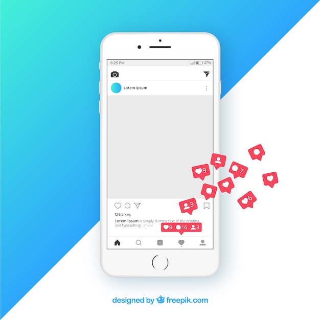 Vetor modelo de postagem do instagram com notificações