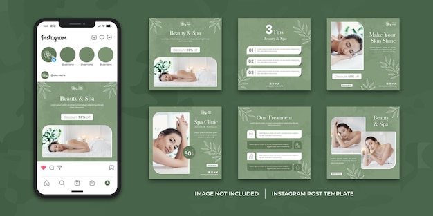 Vetor modelo de postagem do instagram de beleza e spa
