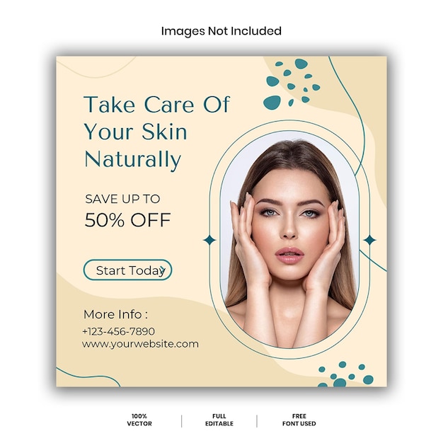 Modelo de postagem do Instagram de beleza estética bege e empoeirado azul-petróleo