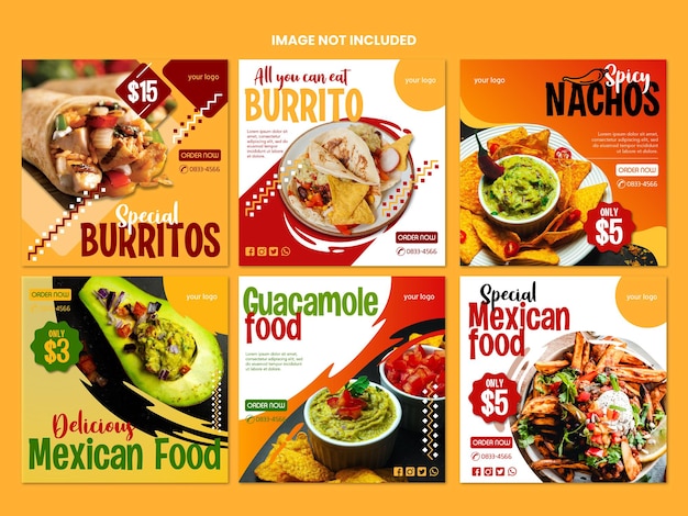 Modelo de postagem do Instagram de burritos adequado para todas as plataformas