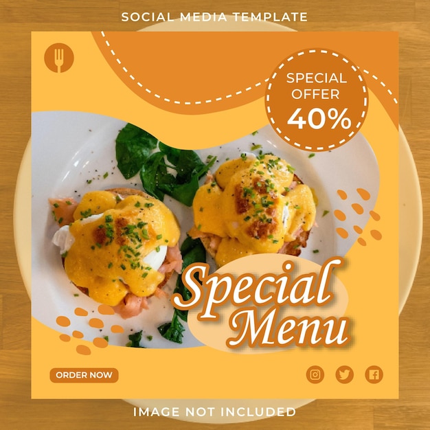 Modelo de postagem do instagram de design de menu especial de restaurante