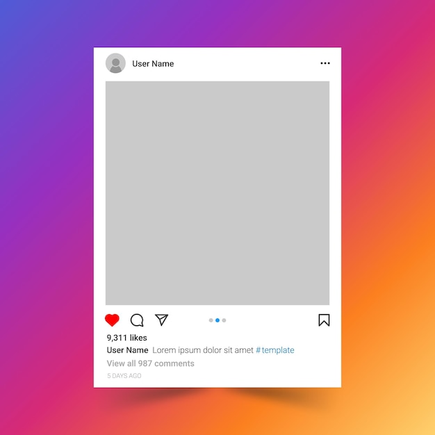 Modelo de postagem do instagram de mídia social
