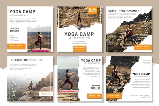Vetor modelo de postagem do instagram para acampamento de ioga