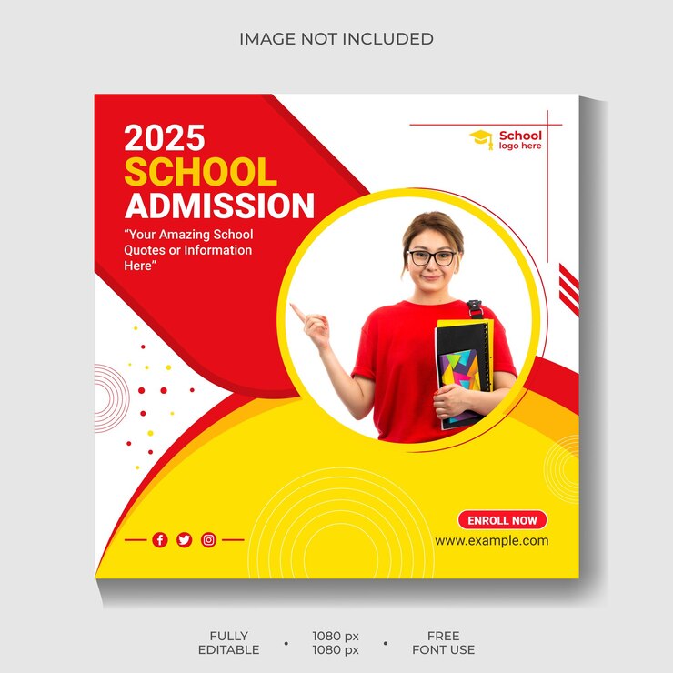 Modelo de postagem do Instagram para admissão escolar on-line em 2025