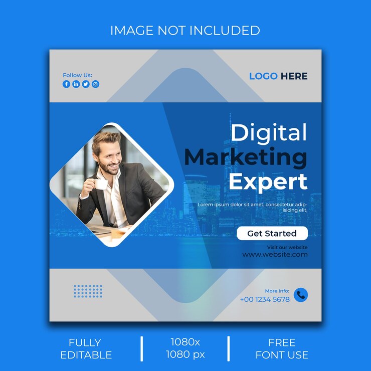 Modelo de postagem em mídia social de marketing digital