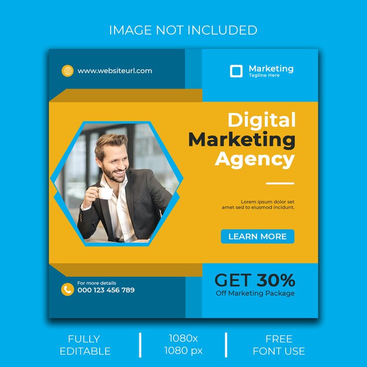Modelo de postagem em mídia social de marketing digital