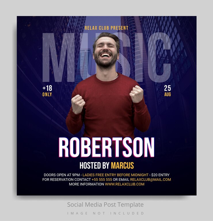 Modelo de postagem em mídia social de música
