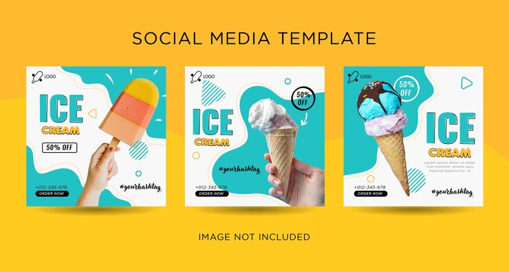 Modelo de postagem em mídia social de sorveteria