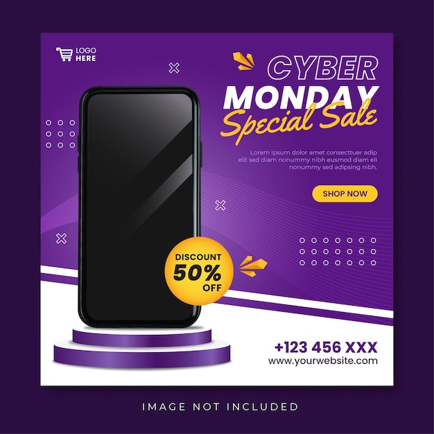 Vetor modelo de postagem em mídia social de venda especial de cyber monday