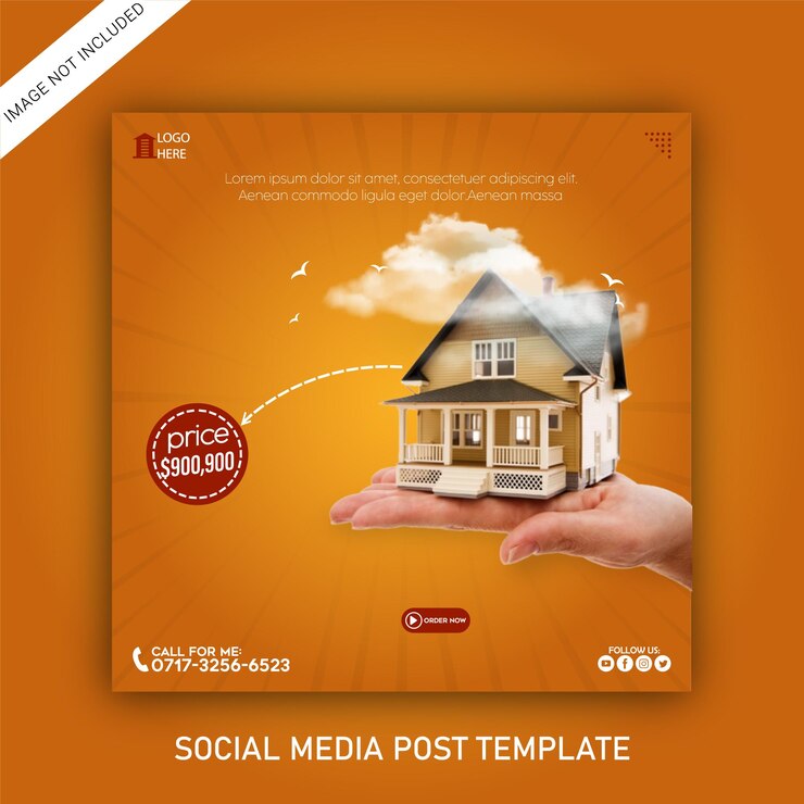 Modelo de postagem em mídia social para promoção de imóveis e apartamentos