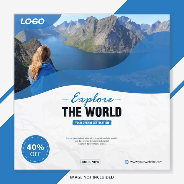 Modelo de postagem em mídia social para viagens, férias, férias