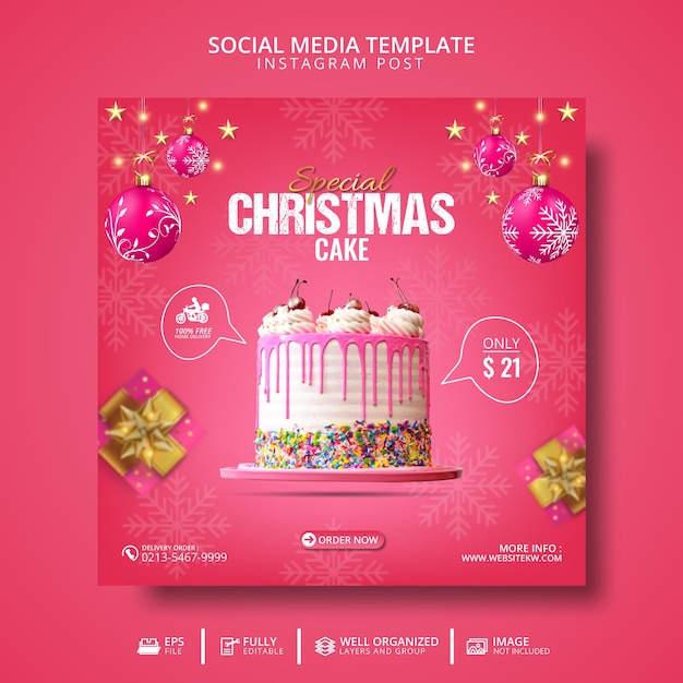 Modelo de postagem especial para bolo de Natal nas redes sociais