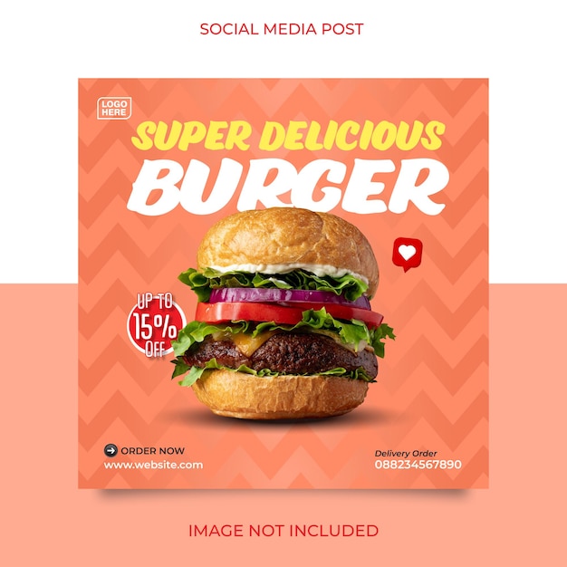 Vetor modelo de postagem - feed de mídia social hamburguer