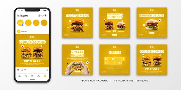 Modelo de postagem - feed de mídia social hamburguer