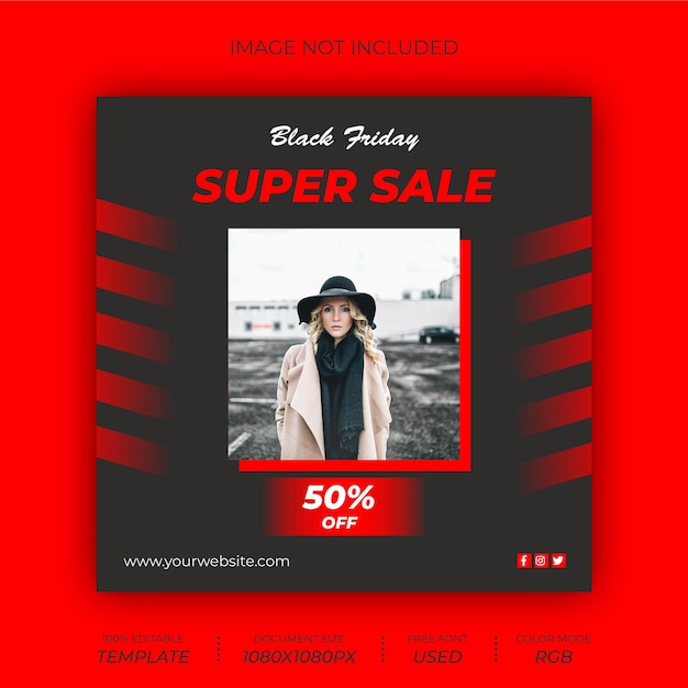 Modelo de postagem nas mídias sociais da black friday fashion sale