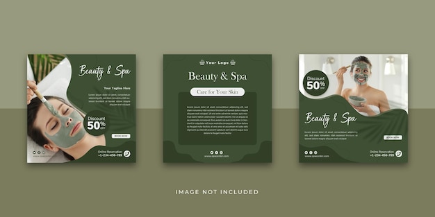 Modelo de postagem no Instagram de mídia social da Beauty And Spa, cor verde