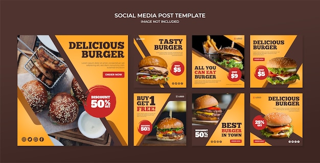 Modelo de postagem no Instagram para hambúrguer delicioso