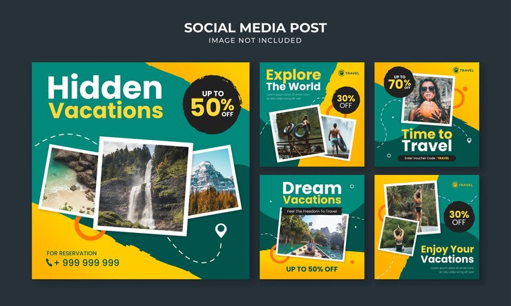 Modelo de postagem no Instagram para mídia social de viagens e turismo