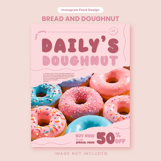 Modelo de postagem no Instagram para promoção de donuts e padarias