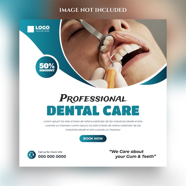 Modelo de postagem ou banner da web do Instagram de mídia social de dentista e cuidados dentários