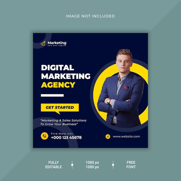 Modelo de postagem social da agência de marketing digital e design de banner da web