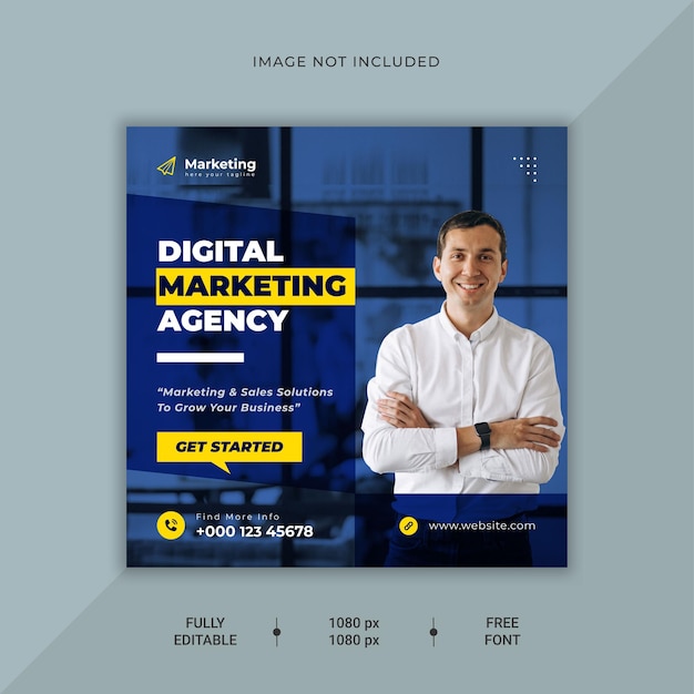 Modelo de postagem social da agência de marketing digital e design de banner da web