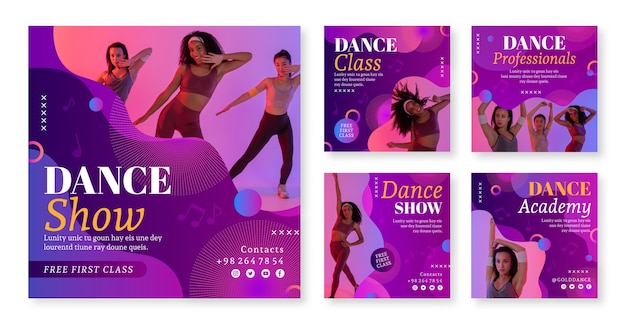 Vetor modelo de postagens do instagram de show de dança gradiente