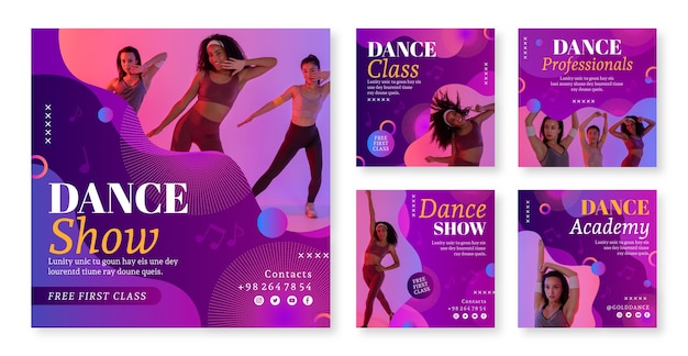Modelo de postagens do instagram de show de dança gradiente
