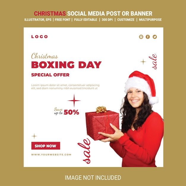 Vetor modelo de postagens do instagram de sorteio de natal ou boxing day