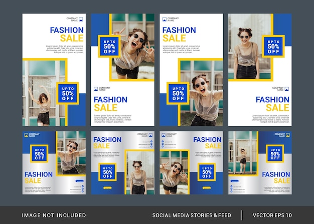 Modelo de postagens e histórias de venda de moda no Instagram