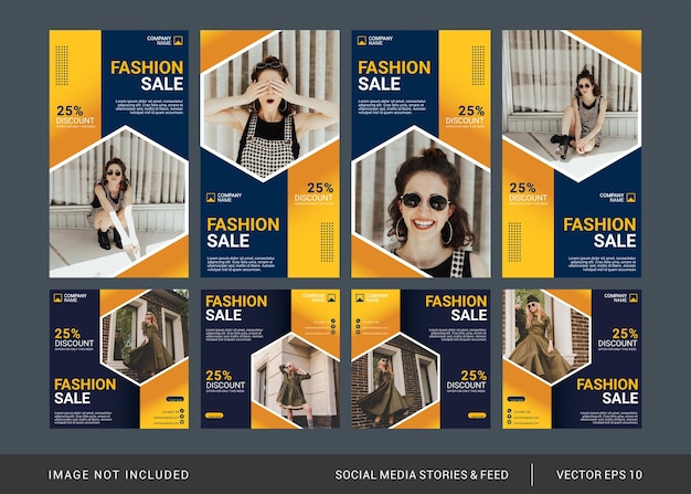 Modelo de postagens e histórias de venda de moda no Instagram
