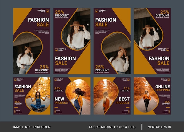 Modelo de postagens e histórias de venda de moda no Instagram