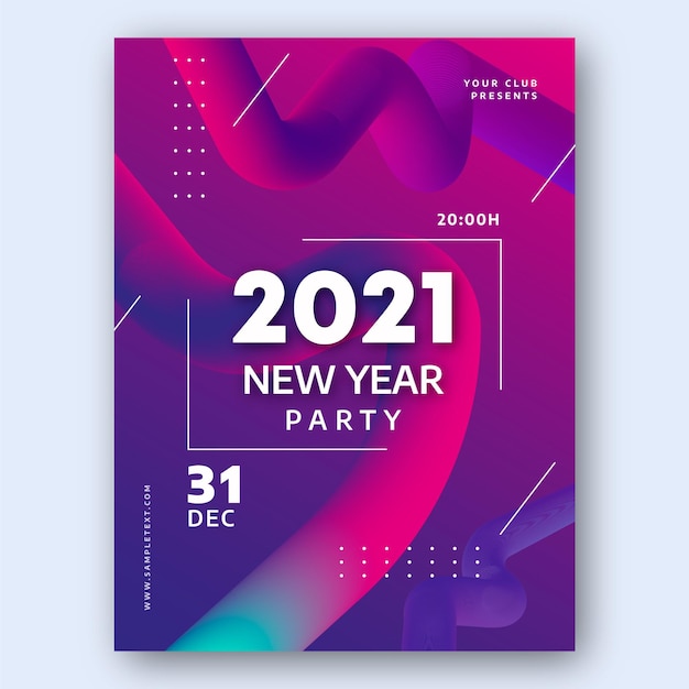 Modelo de pôster abstrato de festa de ano novo 2021