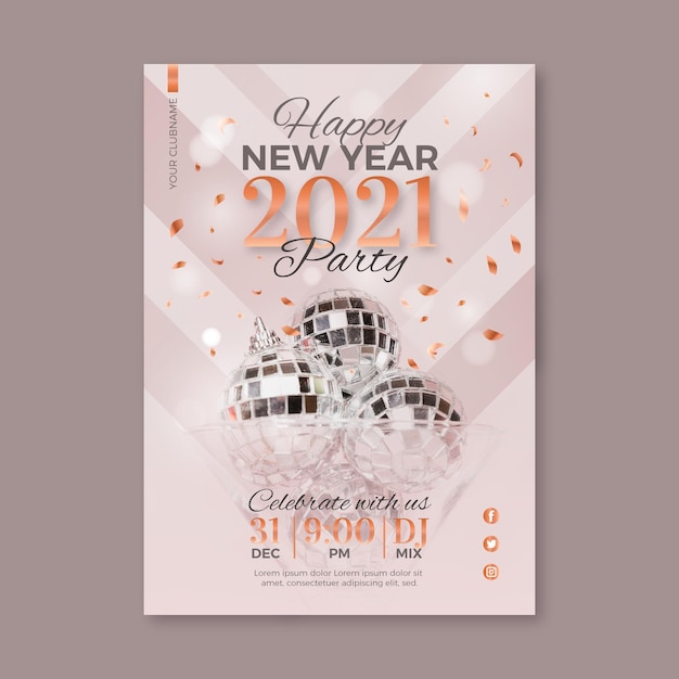 Modelo de pôster de festa de ano novo 2021