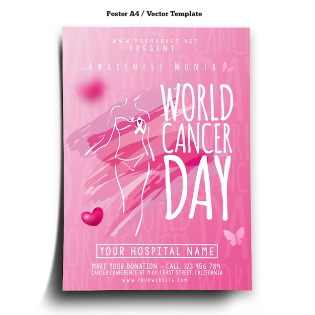 Modelo de pôster do dia mundial do câncer