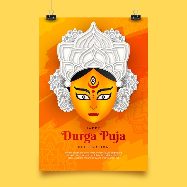 Modelo de pôster durga-puja