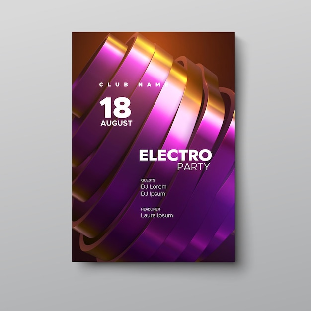 Modelo de pôster publicitário para festa de festival de música eletrônica