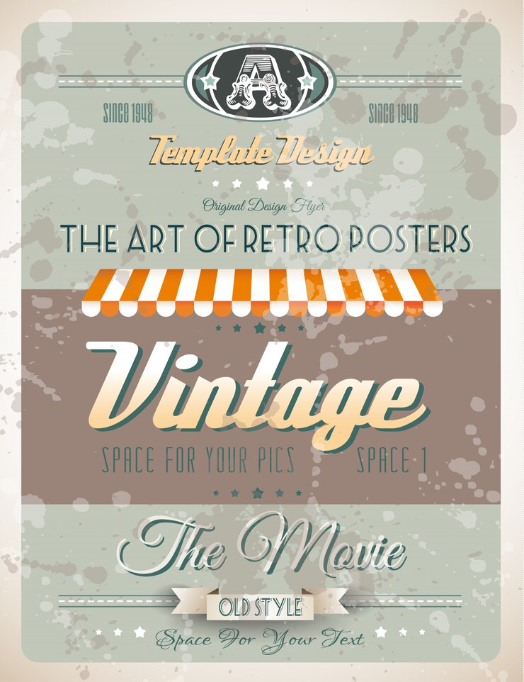 Modelo de poster retro vintage grunge
