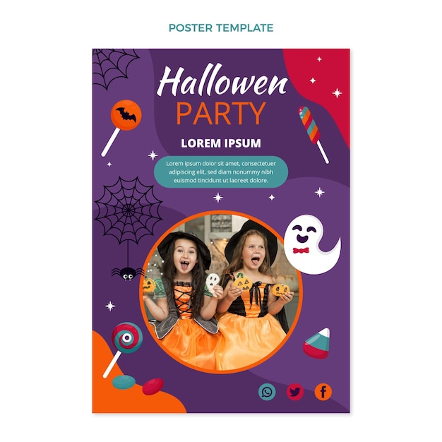 Modelo de pôster vertical de halloween desenhado à mão