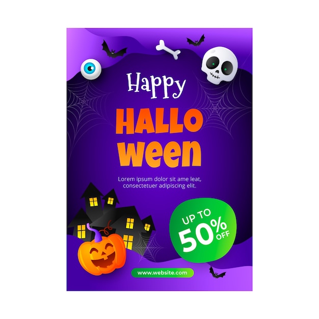 Modelo de pôster vertical gradiente de halloween