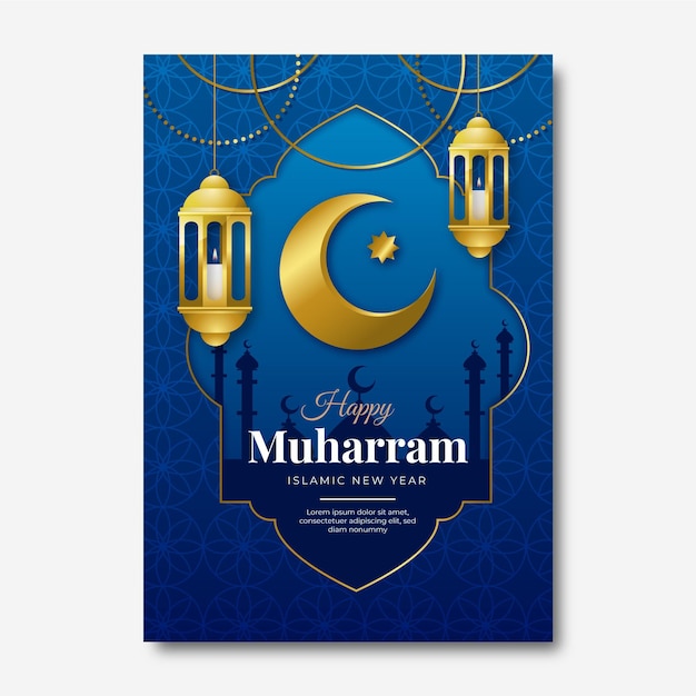 Modelo de pôster vertical muharram gradiente